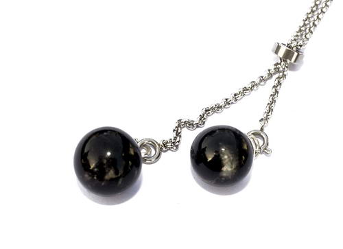 Lariat RVS ketting met 2 as in glaskralen